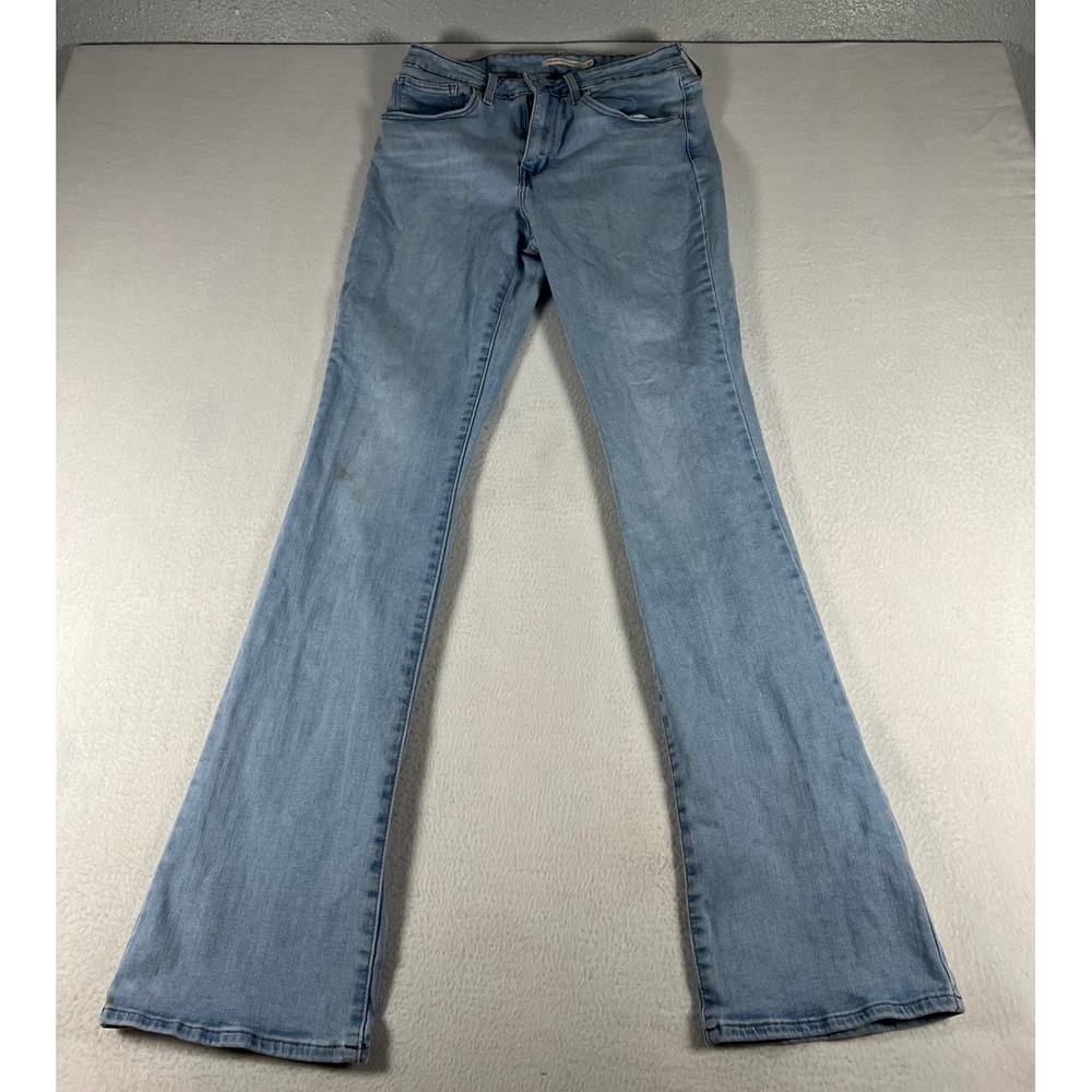 Levis 725 High Rise Bootcut Jeans Women 30 Light Blue Good Distressed Denim